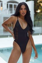 Load image into Gallery viewer, Black Mesh Nassau Swimsuit

